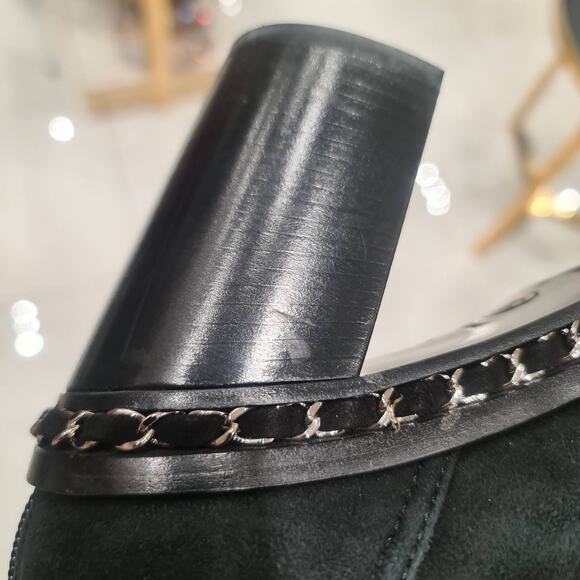 Chanel 2010 Interlocking CC Logo Black Suede Sock Boots Sz.40 - Picture 5 of 11